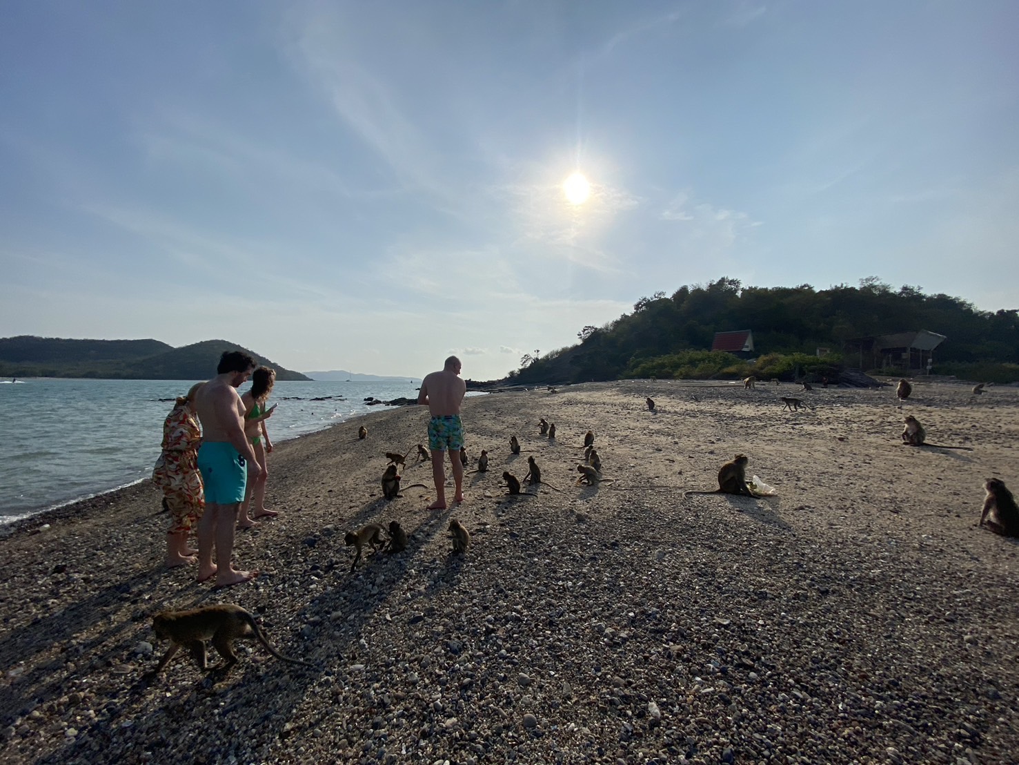 Monkey Island (Koh Ped) shoreline seen from a private yacht near Pattaya