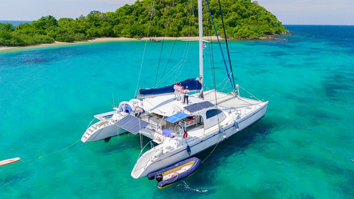 FREYA, a 66ft sailing catamaran, under way near Pattaya